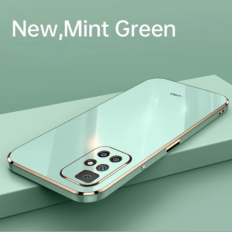 Fashions High Quality Casing for Xiaomi Redmi 10 Solid Color Straight Edge 6D Plating Phone Case Soft Cover.