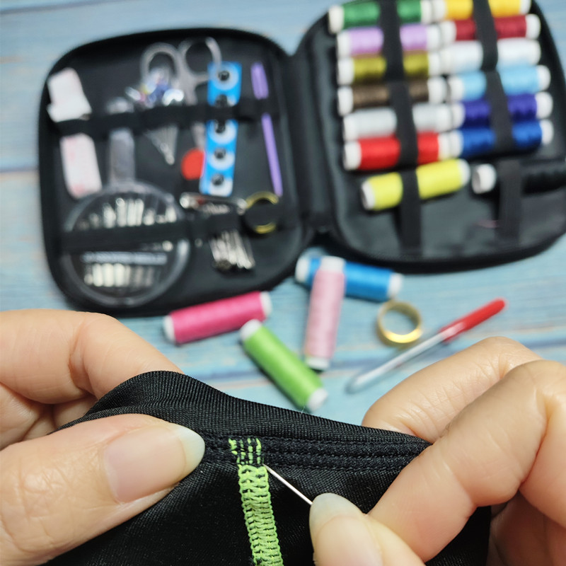 Sewing Kit With Case Threads Scissors Measuring Tape Portable Traveler ...