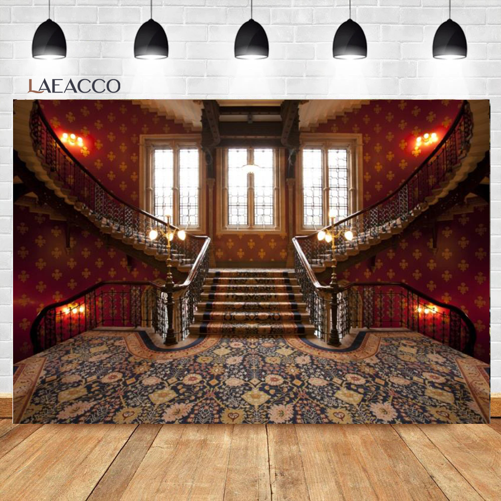 Laeacco Luxury Palace Spiral Staircase Pillar Interior Decor ...