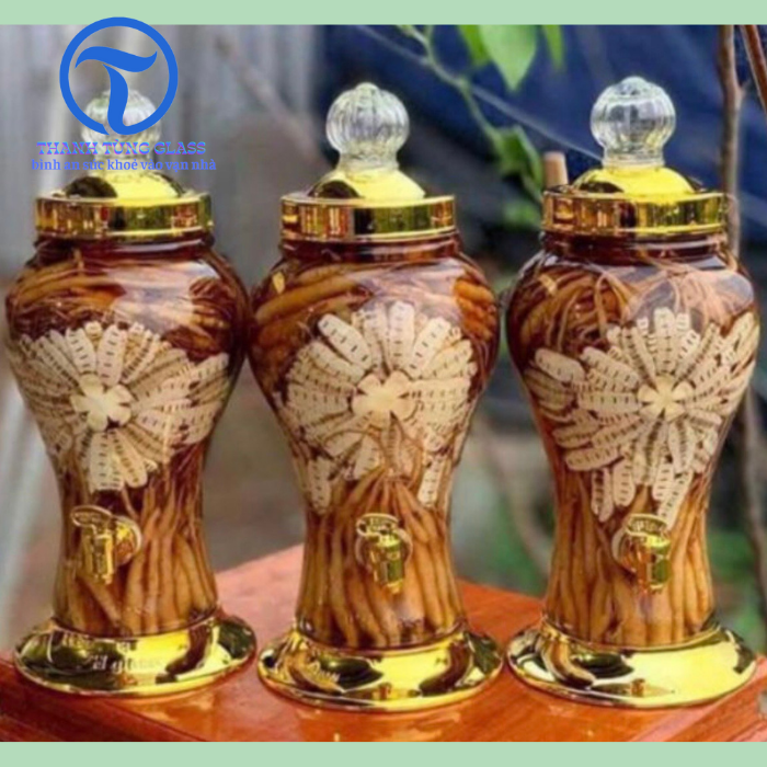 BÌNH NGÂM RƯƠU SÂM THỦY TINH   Phú Hoà 4 LÍT CÓ VAN