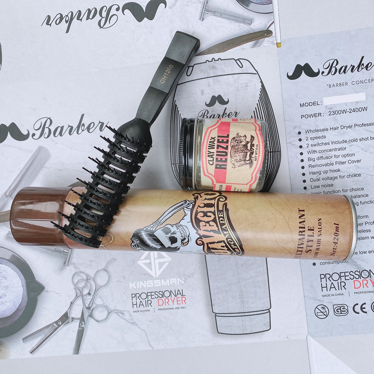 Combo gôm Xịt Tóc Suavecito Sáp vuốt tóc nam tạo kiểu tóc REUZEL