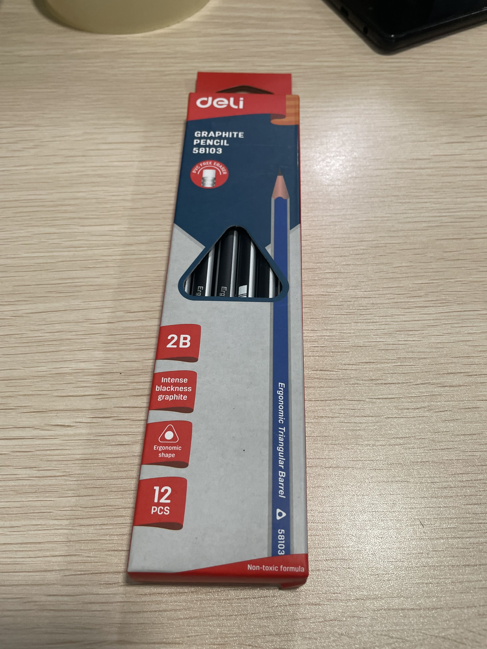 (1 Hộp 12 Cây) Bút chì 2B tam giác DELI E58103