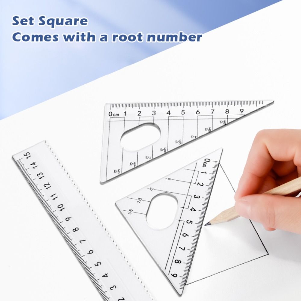 8pcs Ruler 8PCS/Set Multi-Function Plastic Ruler Compasses Set Transparent ...
