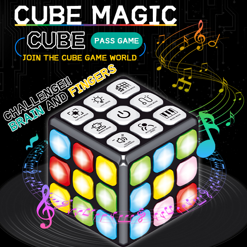 Huiye Cube Magic Toys Memory Training Pass Cube With Lights Sound Cool Attract Attention Cube Magic Toys For Children
