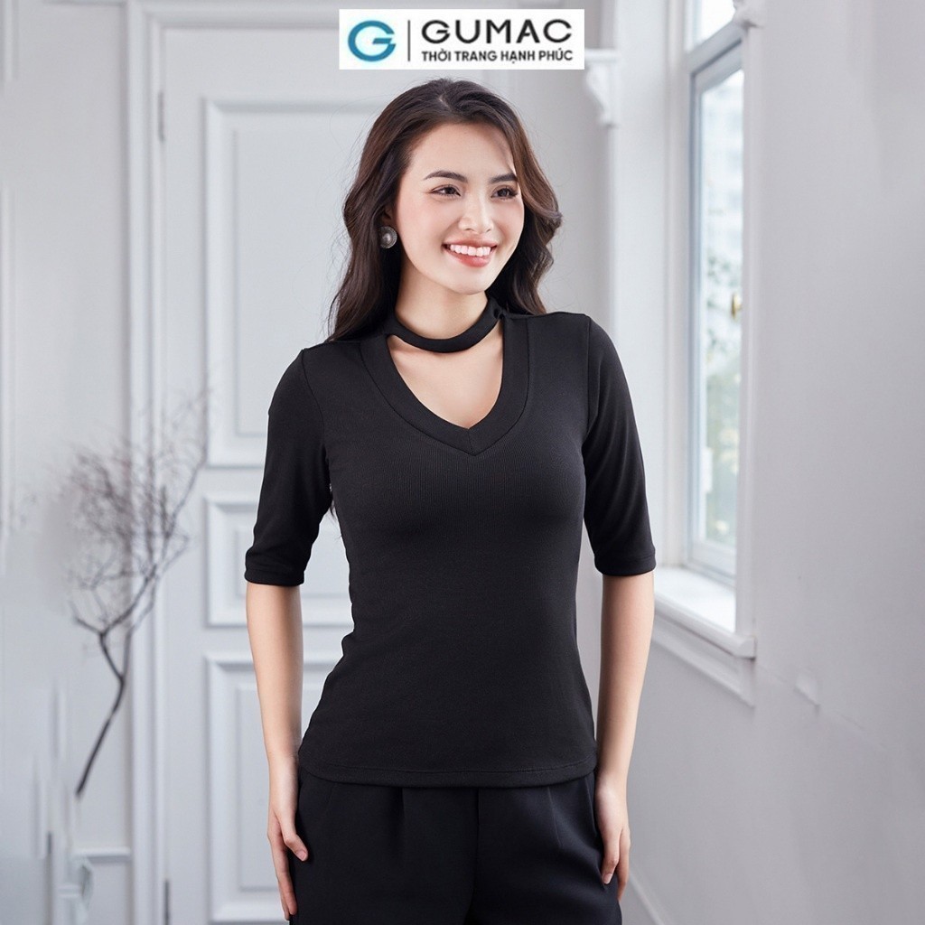 Áo thun kiểu cổ tim thời trang GUMAC ATD12050