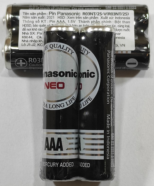 Pin Chính Hãng - 2 Vỉ (4 Viên) Pin Panasonic Pin AAA / 3A đen R03NT/2S