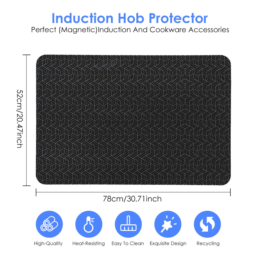 Large Induction Hob Protector Mat 52x78cm,Induction Hob Cover - Cooktop Scratch Protector - For Induction Stove,Multifunctional Silicone Mats
