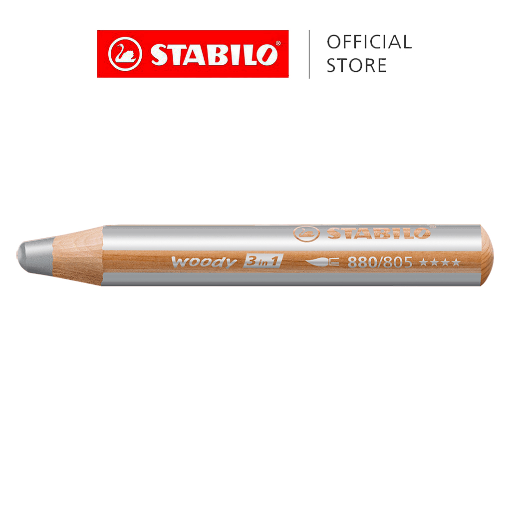 STABILO Woody 3 in 1 Multi Talent Pencil Crayon - Black (Pack of 5)