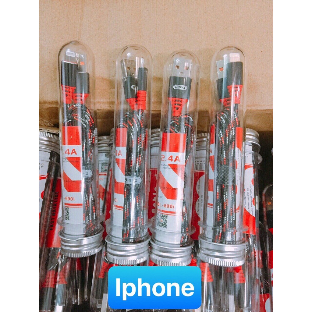 Cáp sạc nhanh byz dây dù micro type c lightning