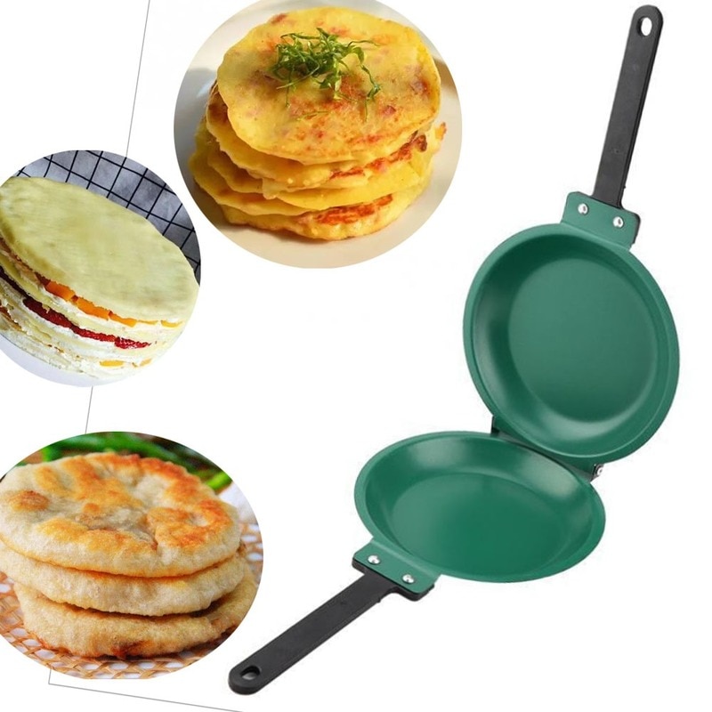 Explosive Double Side Grill Pan Non-Stick Frying Pans With Ceramic Round Pancake Maker Coating Flip Frying Pan Household Kitchen Cookware