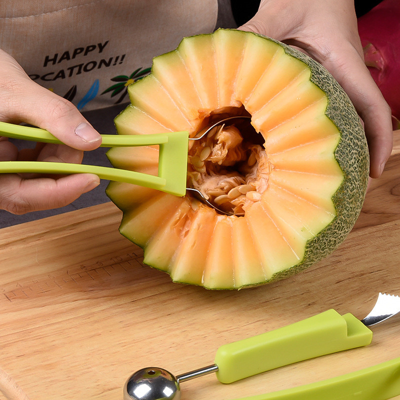 3 In 1 Fruit Scooper Melon Baller Scoop Kitchen Fruit Dig Pulp Separator