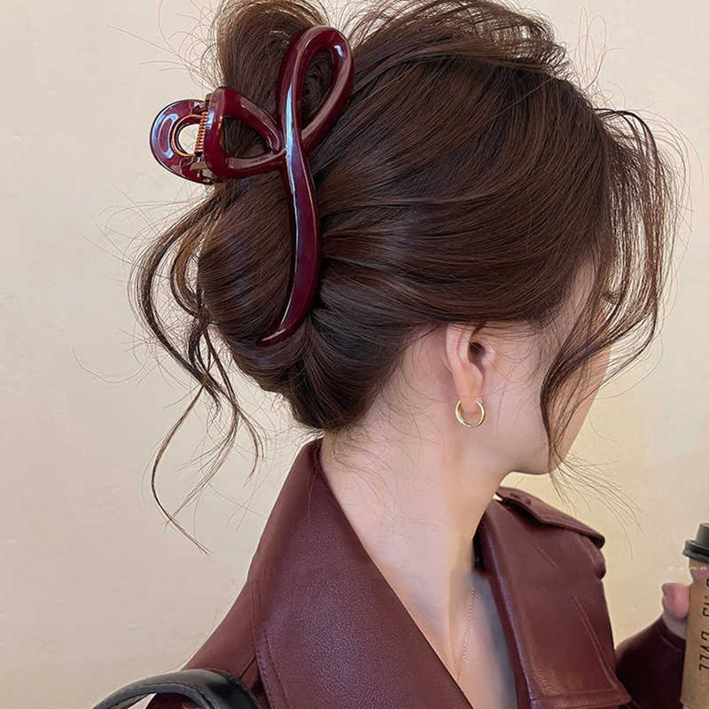 Women%20Large%20Dark%20Red%20Color%20Hair%20Claws%20Barrettes%20Hairpins%20Plastic%20Ponytail%20Hair%20Clips%20Girls%20Senior%20Hair%20Shark%20Clip%20Accessories%20XINYAN%20-%20Image%202