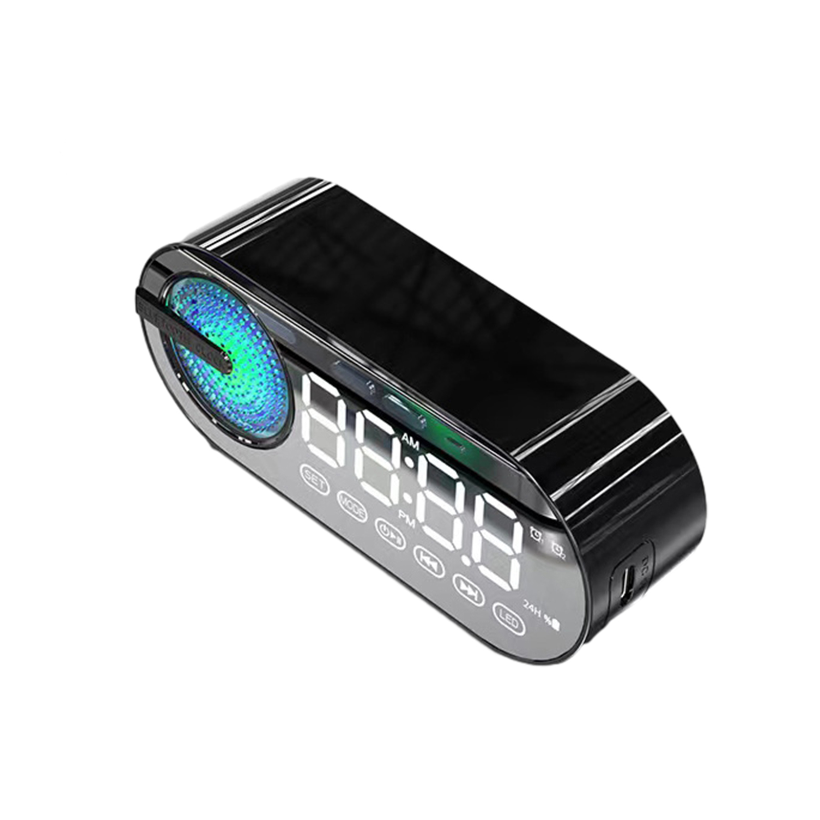Wireless Speaker with Stereo Structure Speaker with Immersive Sound Experience Portable Wireless Speaker with Mirror Clock Immersive Sound Enhanced Bass Bluetooth 5.0 Speaker