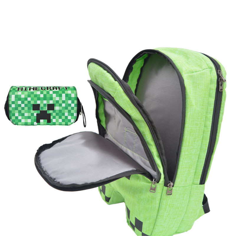 🎒🎒 Minecraft Schoolbag Simplified Version Creeper Jj Monster Backpack Cross-Border E-Commerce Cartoon Student Schoolbag In Stock