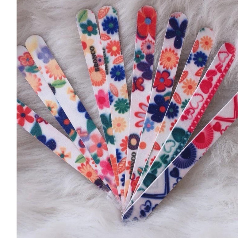 Set 10 Cây dũa giấy, dũa móng tay hoa văn