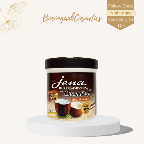 Kem ủ tóc dừa già Jena Coconut Hair Treatment Wax Thái Lan phục hồi tóc mềm mại giảm hư tổn chính hãng 500ml.