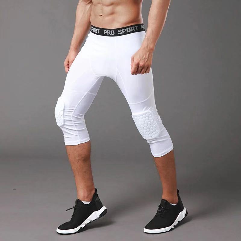 Running Pants Mens Basketball Padded Tights With Knee Pads For Men