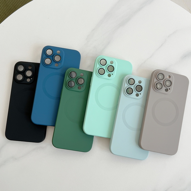 ALIGO Shockproof Magnetic Silicone Soft Phone Case Cover Simplicity Solid Color Protection Phone Shell For iPhone 15 Plus 14 13 12 Pro Max 11