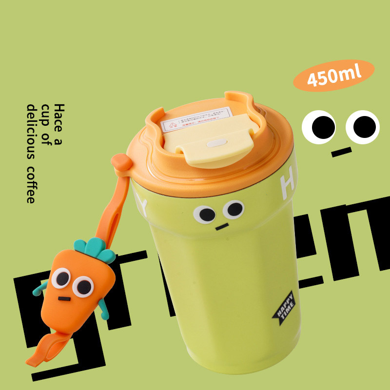 KS Cartoon plastic coffee cup and water cup for girls with high aesthetic value, high temperature resistance, and anti drop portable cup