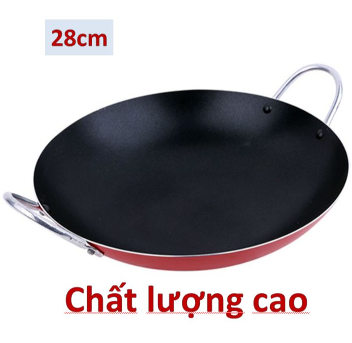 [HCM][2 straps 28cm] Pan 2 straps (d = 28cm) high quality-wok stir-fry pan-aluminum alloy anti-adhesive super durable and ability high heat-resistant