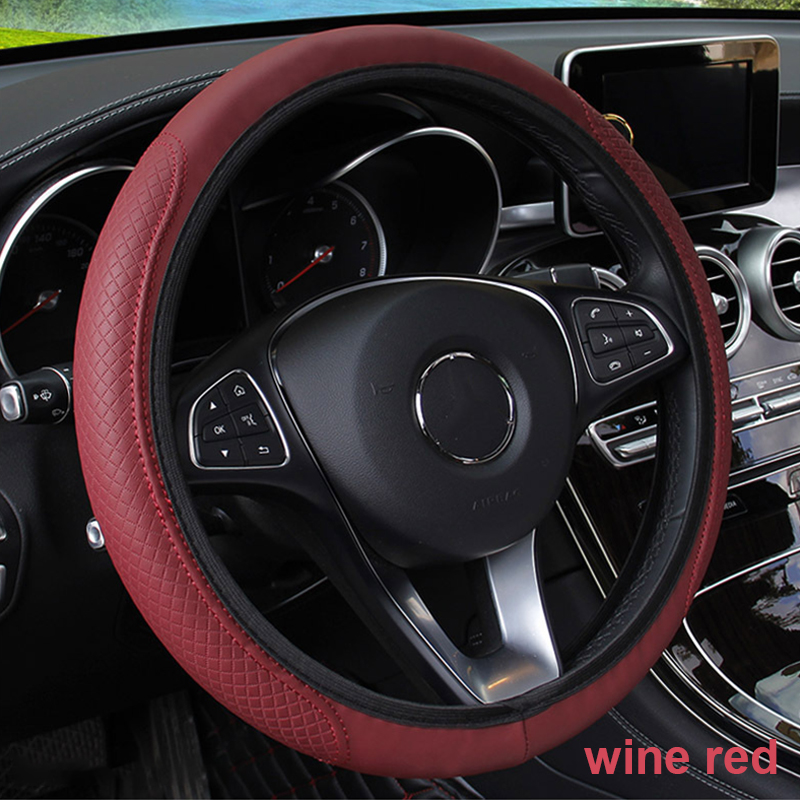 38cm Microfiber Car Steering Wheel Cover Leather Anti-Slip Steer Covers Universal Interior Anti Scratch Steering-Wheel Protector