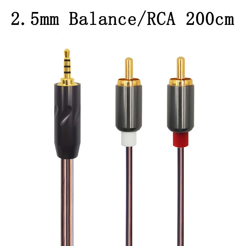 Earmax rca 2.5mm 4.4mm balanced to 2rca jack y distributor audio cable for tv amplifier power amplifier cable 200cm
