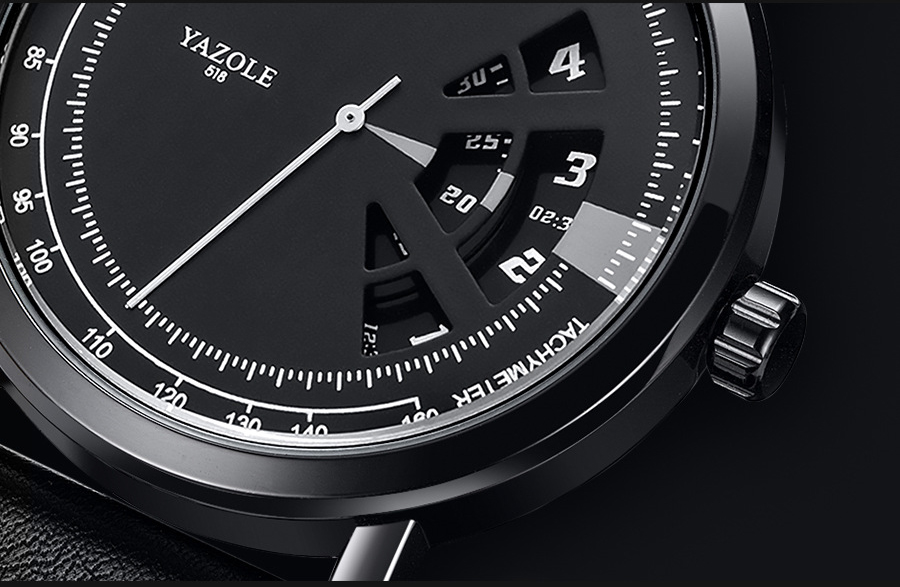 Đồng hồ nam dây da yazole 332 (Đen)