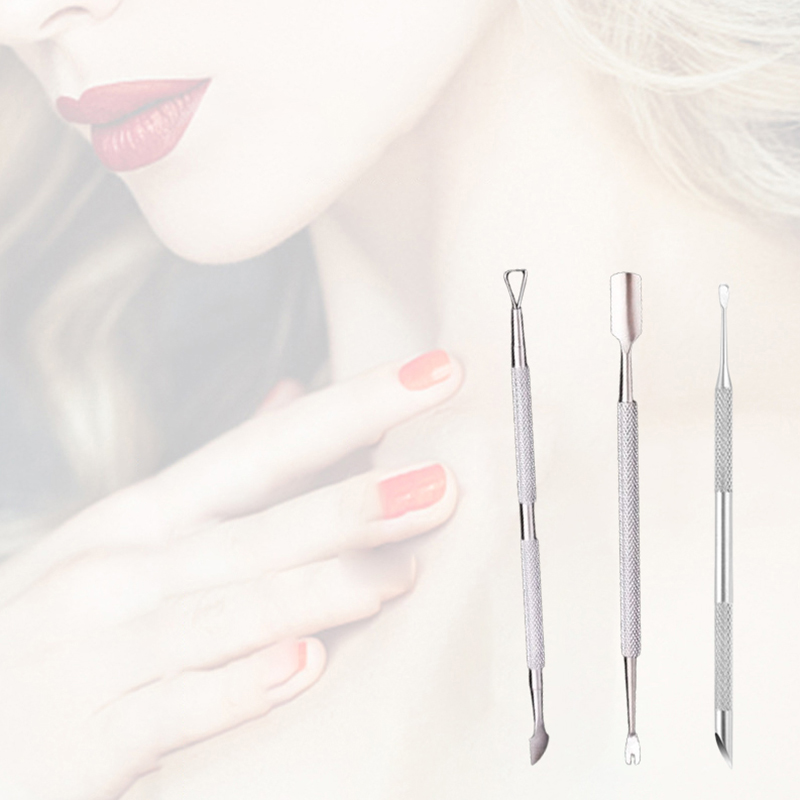 Double-Headed Stainless Steel Cuticle Remover Nail Pusher Exfoliating Prep Tool Clean Dead Skin Circle Bevel Shovel Manicure Pen Yao Store. 