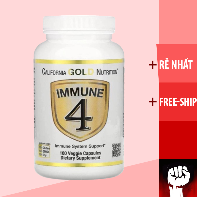 IMMUNE 4 California Gold Nutrition Immune [180 Viên] Hỗ Trợ Miễn Dịch Ngăn Ngừa Dịch Bệnh - Chính Hãng Muscle Fitness thumbnail