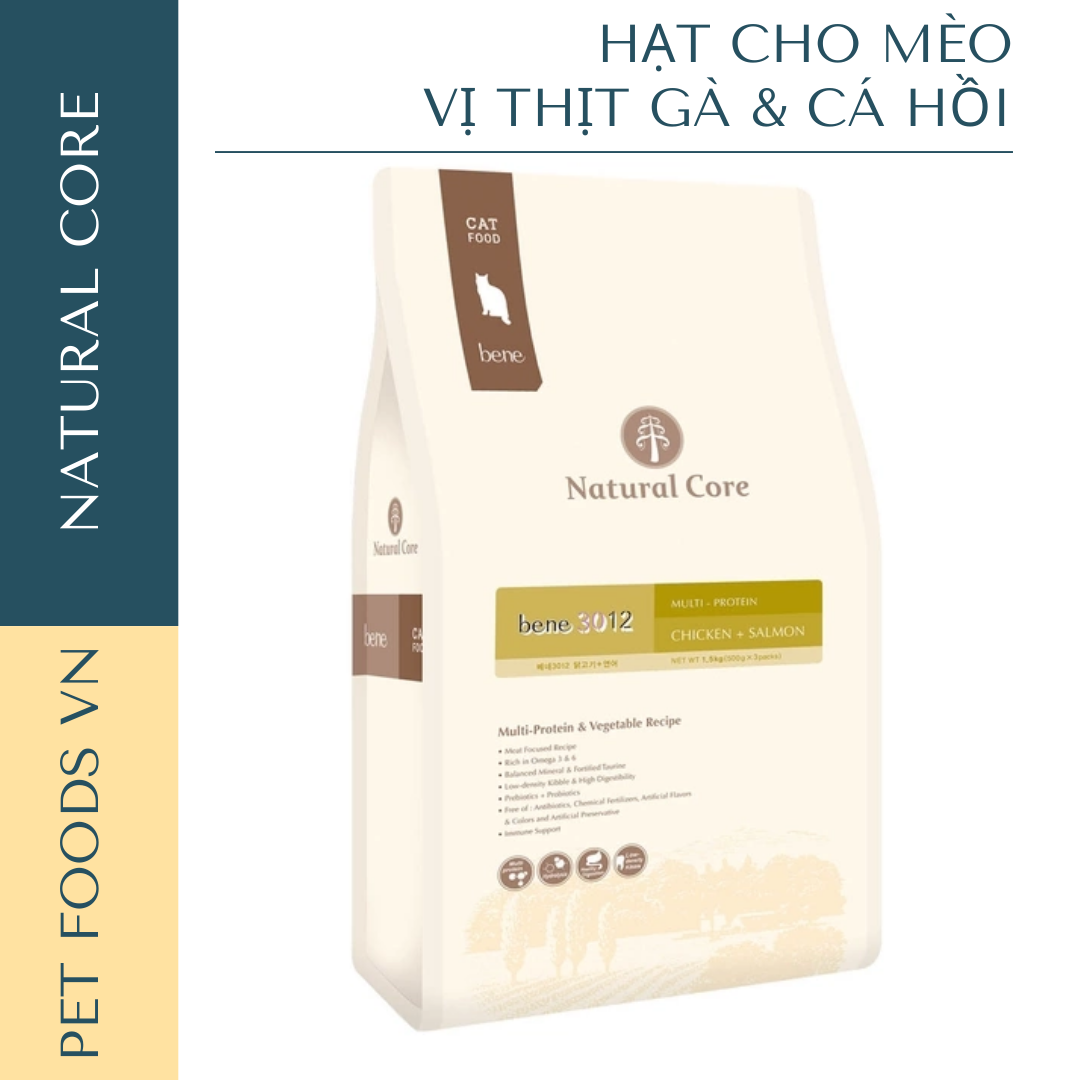 Hạt cho mèo NATURAL CORE CAT C3 Bene 3012 vị Thịt Gà & Cá Hồi
