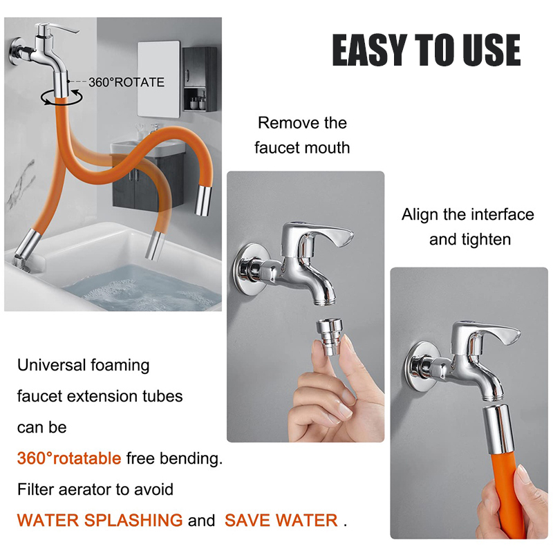 Faucet Extension Tube – 30cm Silicone Hose With G1/2 Thread, 360° Bendable & Splash-Proof For Kitchen, Bathroom, Garden, And Laundry