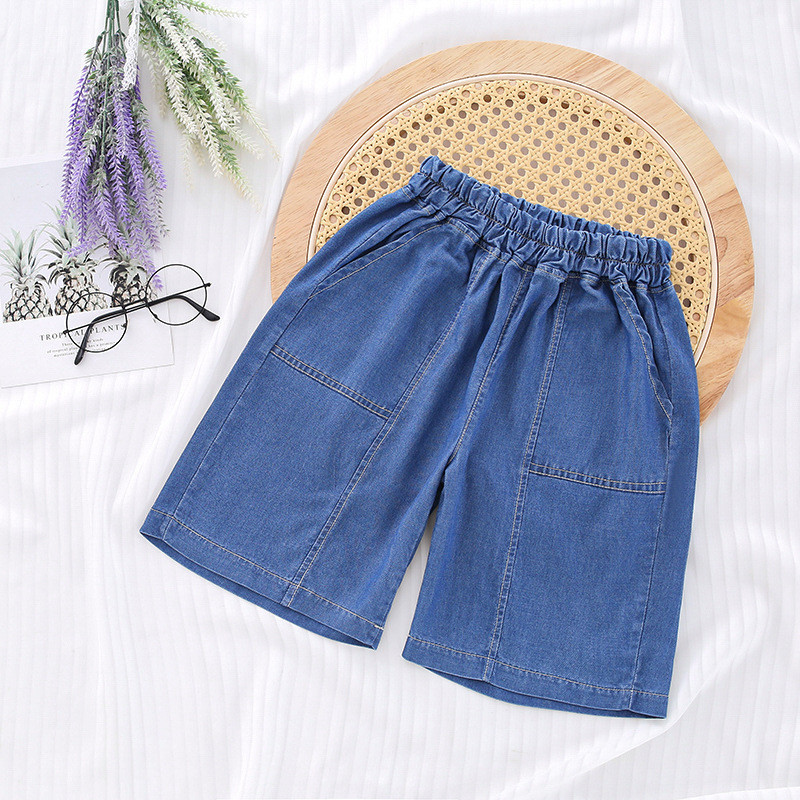 5-12 tuổi Trẻ em bình thường Quần dài đến đầu gối thẳng Con trai Con gái Mùa hè Quần ngắn lỏng lẻo