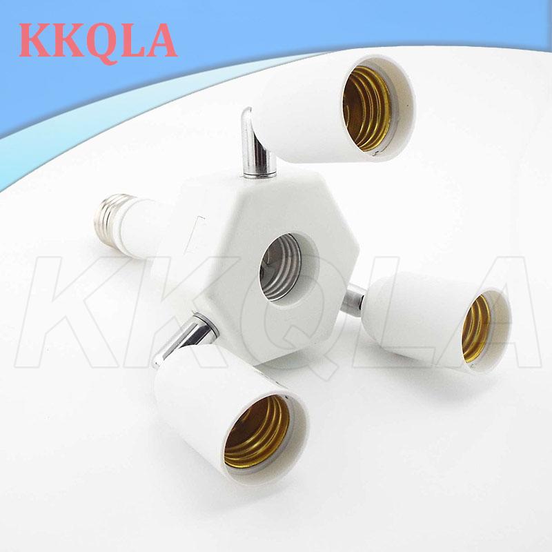 QKKQLA Adjustable E27 To 4 E27 Bulbs Base Splitter Socket Led Lamp Base Light Holder Adapter Converter 4 Heads For Led Light