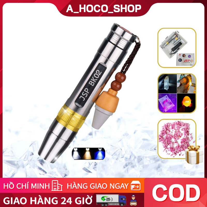 Đèn soi đá quy 3 màu đèn soi cua soi tiền giả BK Trắng Vàng Tím kèm sạc pin tặng đá ruby thô