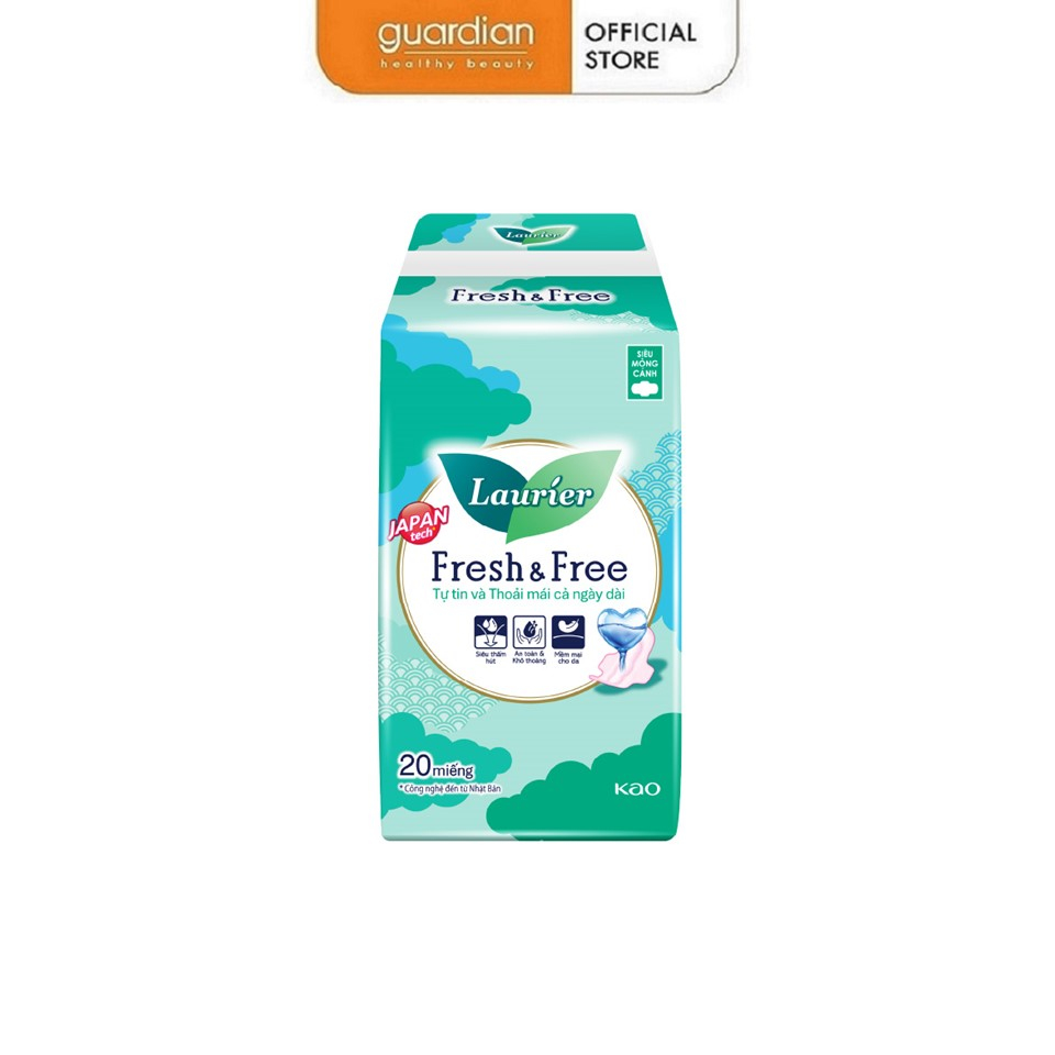 Băng vệ sinh siêu mỏng cánh 22cm fresh & free laurier 20 miếng