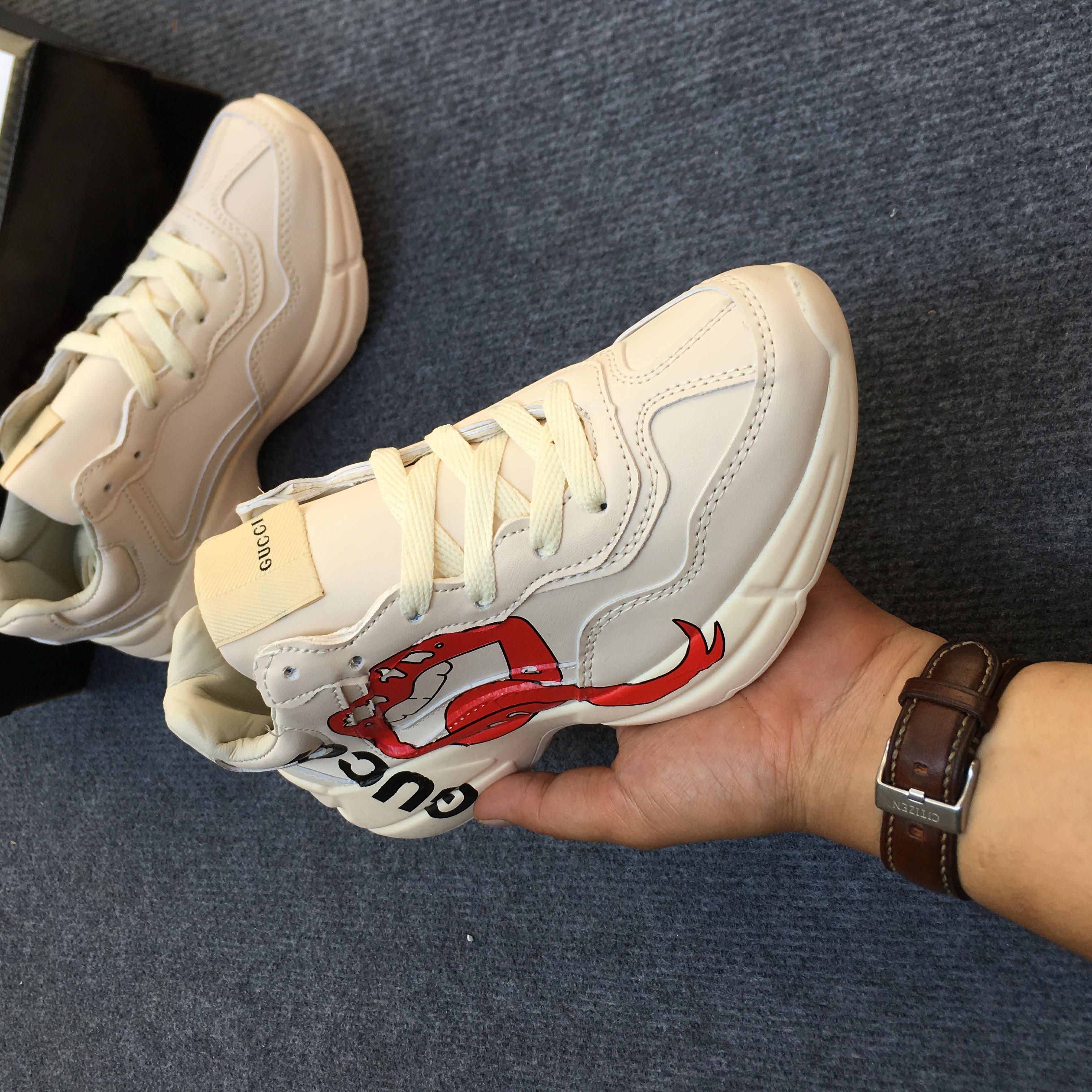 [Tặng kèm Hộp Tất Lọ Tẩy]giày gucci chunky môi thể thao nam nữ