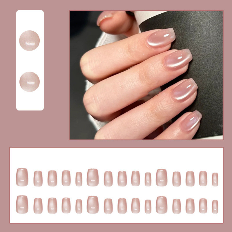 24Pcs%20Sweet%20and%20Simple%20Pinkish-brown%20Opal%20Fake%20Nails%20with%20Glue%20DIY%20Art%20Design%20False%20Nails%20Wearable%20Nails%20Stylish%20Pattern%20Artificial%20Nails%20-%20Image%202