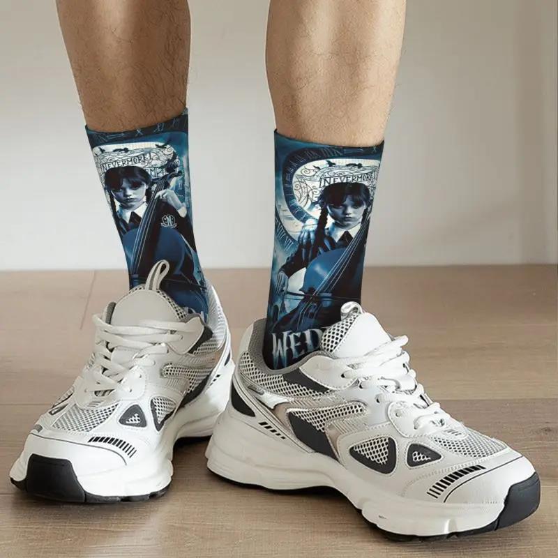 Kuying Fashion Wednesday Addams Men Women Crew Socks Unisex Cute Nevermore Academy Spring Summer Autumn Winter Dress Socks. 