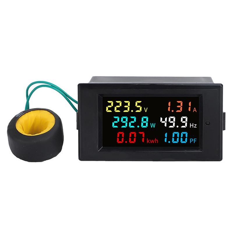 LCD Digital Panel 100A Wattmeter Meter with Voltage Current Display and ...
