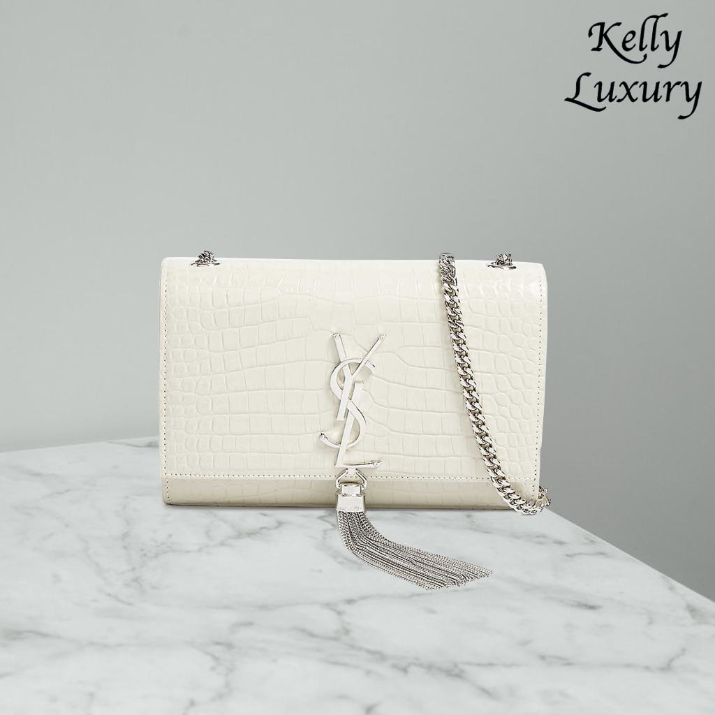 ysl medium kate tassel croc embossed