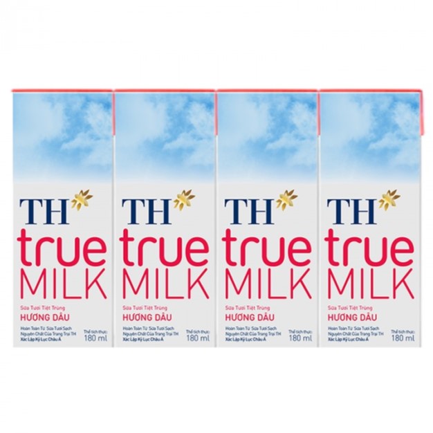 Sữa Tươi Tiệt Trùng TH true MILK Hương Dâu Tự Nhiên 180 ml