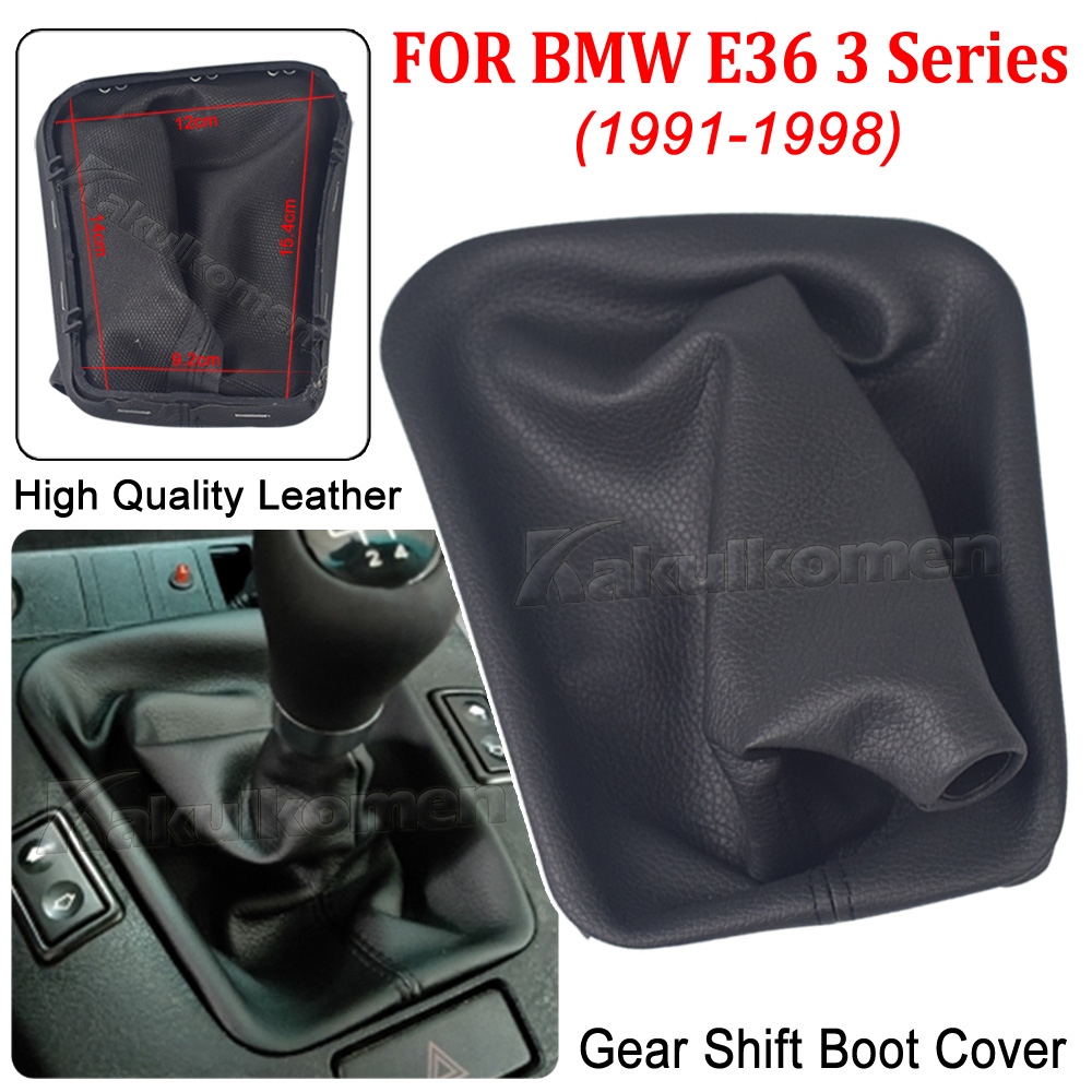 Khung da màu đen Tấm bọc cần gạt số thủ công cho BMW E30 E36 E39 E46 E81 E82 e87 E88 E90 E91 E92 e93 cần số xe ô tô Bìa (08)