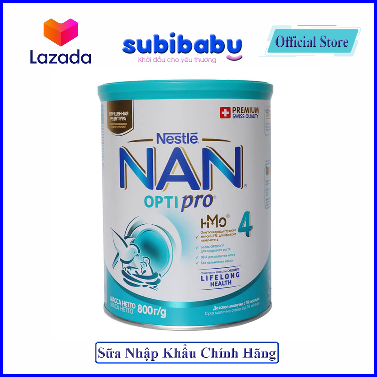 Sữa Nan Nga 800g số 1, 2, 3, 4