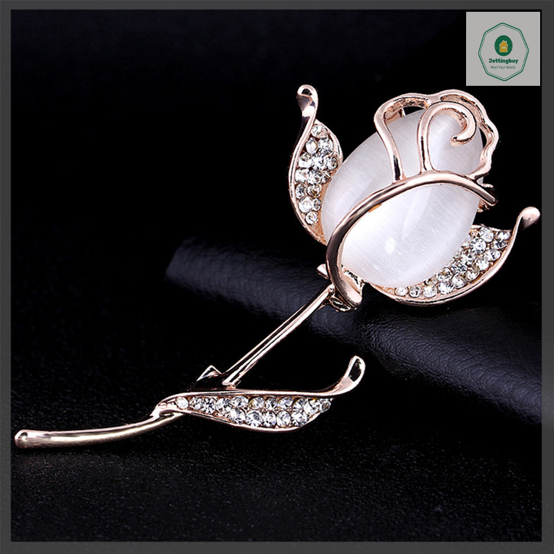 【Jettingbuy】 Hot Sale Opal Flower Brooch Pin Rhinestone Crystal Dress Wedding Party Brooch Jewelry