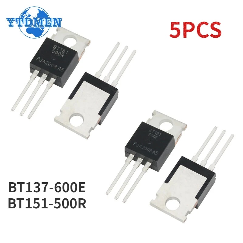 5pcs triac thyristors bt137-600e bt151-500r to-220 bt137 bt151 transistor kit