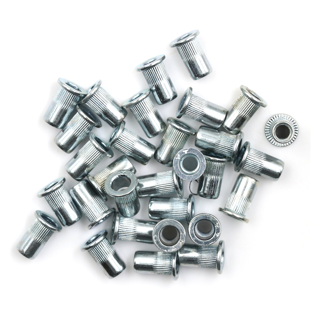 10pcs white zinc rivet nut alloy rivnut flat head threaded rivet insert nutsert cap rivet nut m3 m4 m5 m6 m8 m10 m12