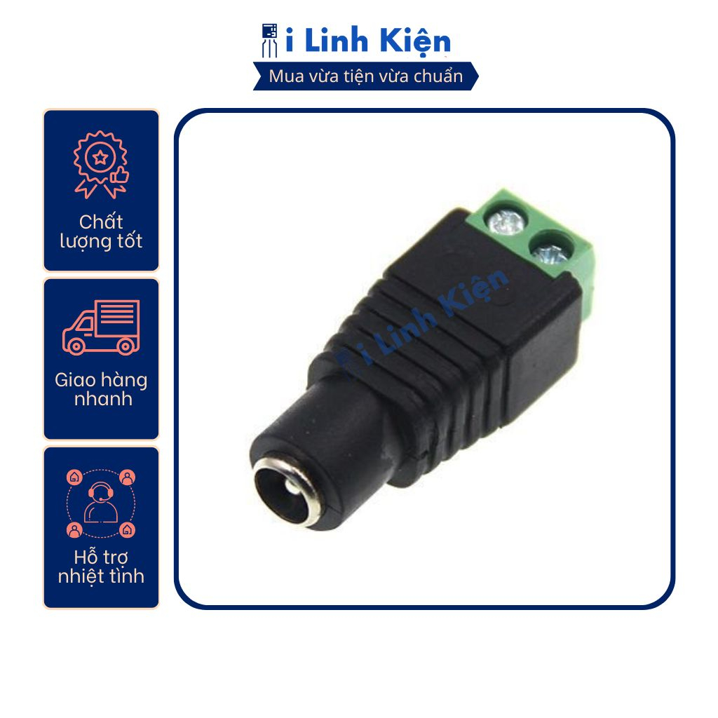 Jack nguồn DC cái 5.5x2.1mm đấu dây dùng vít