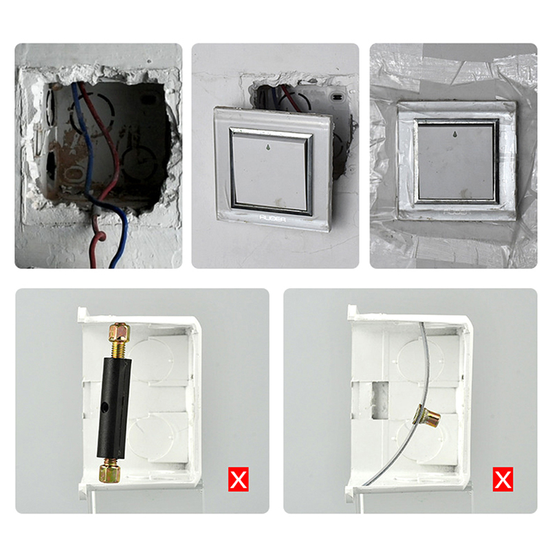 [The Flyhigh] 2pcs Iron nylon Wall Socket Bottom Box Repair Device 86 118 Type Wall Switch Bottom Box Fixed Support Rod Electrical Accessories