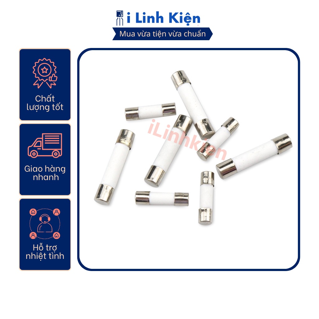 Cầu chì sứ 3A 5x20mm túi 10 con.