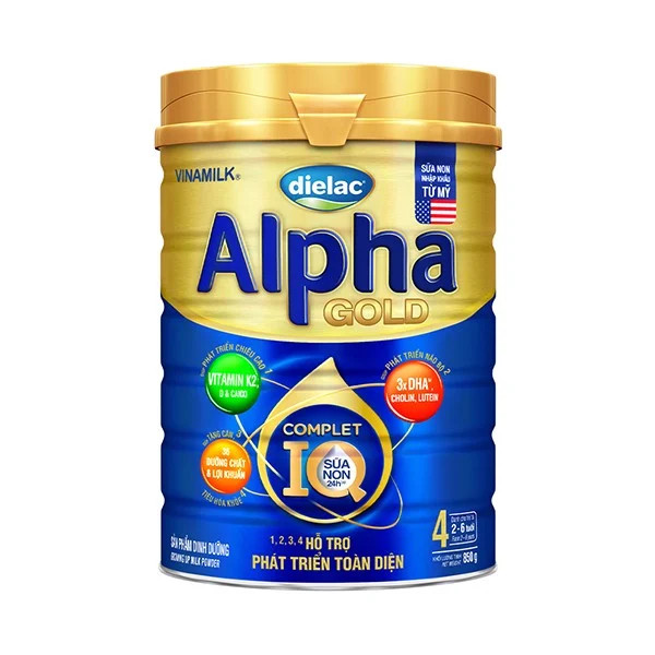 Sữa bột Dielac Alpha Gold 4 - lon 850g (cho trẻ từ 2- 6 tuổi) Sữa non
